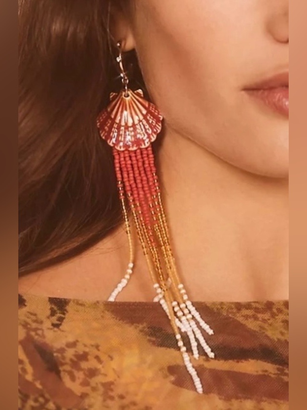 NWT Free People Addison Shell and Bead Dangle Earrings